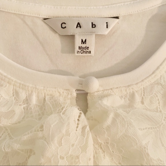 CAbi Sweet Tee lace ruffle white keyhole neck top - Picture 6 of 7